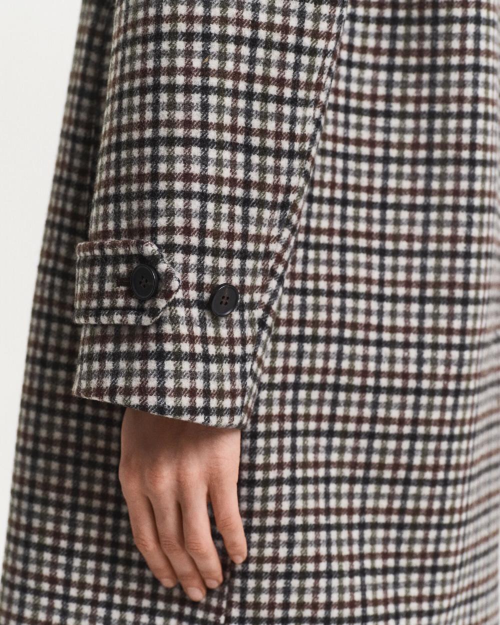 Gant Checked Wool Blend Car Coat Putty