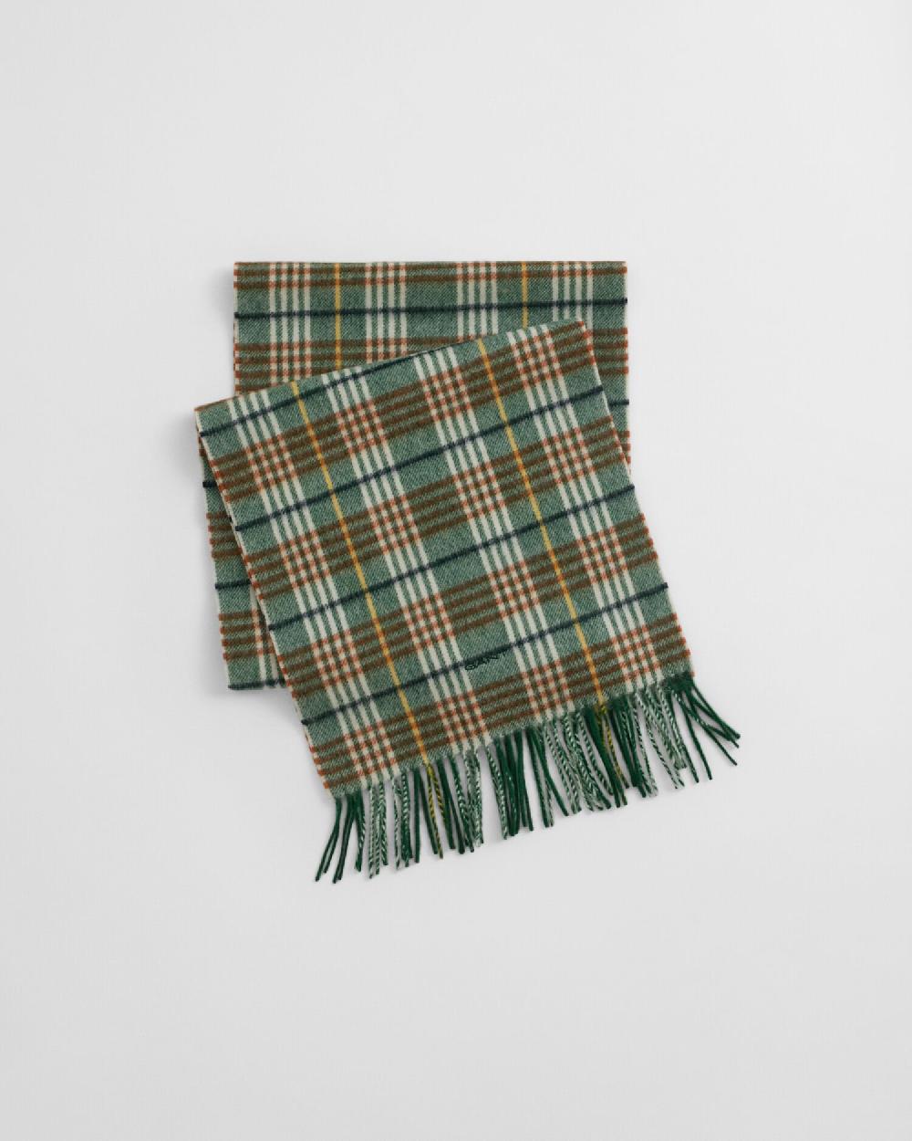 gant Checked Wool Scarf grass green