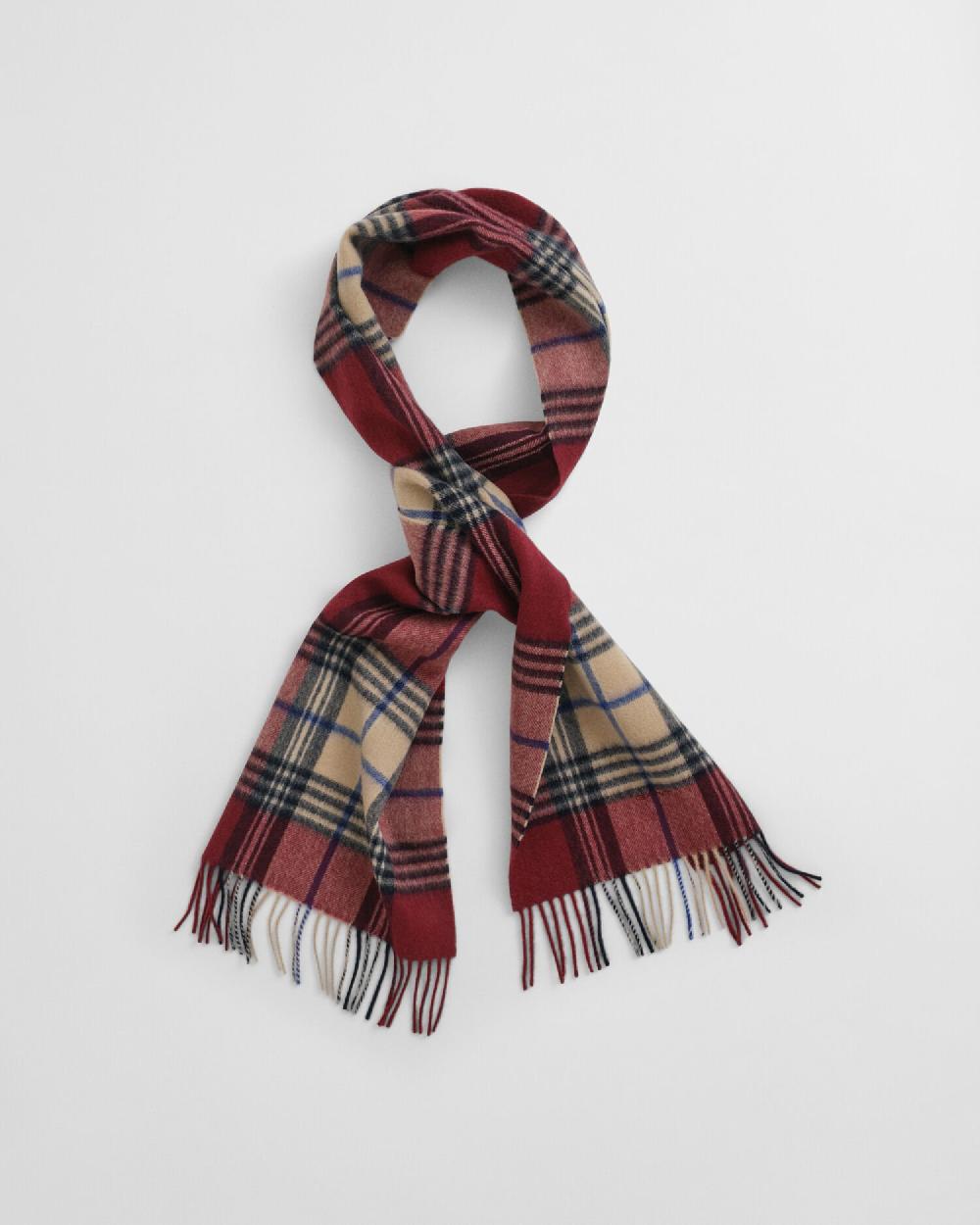 Gant Checked Wool Scarf Plumped Red