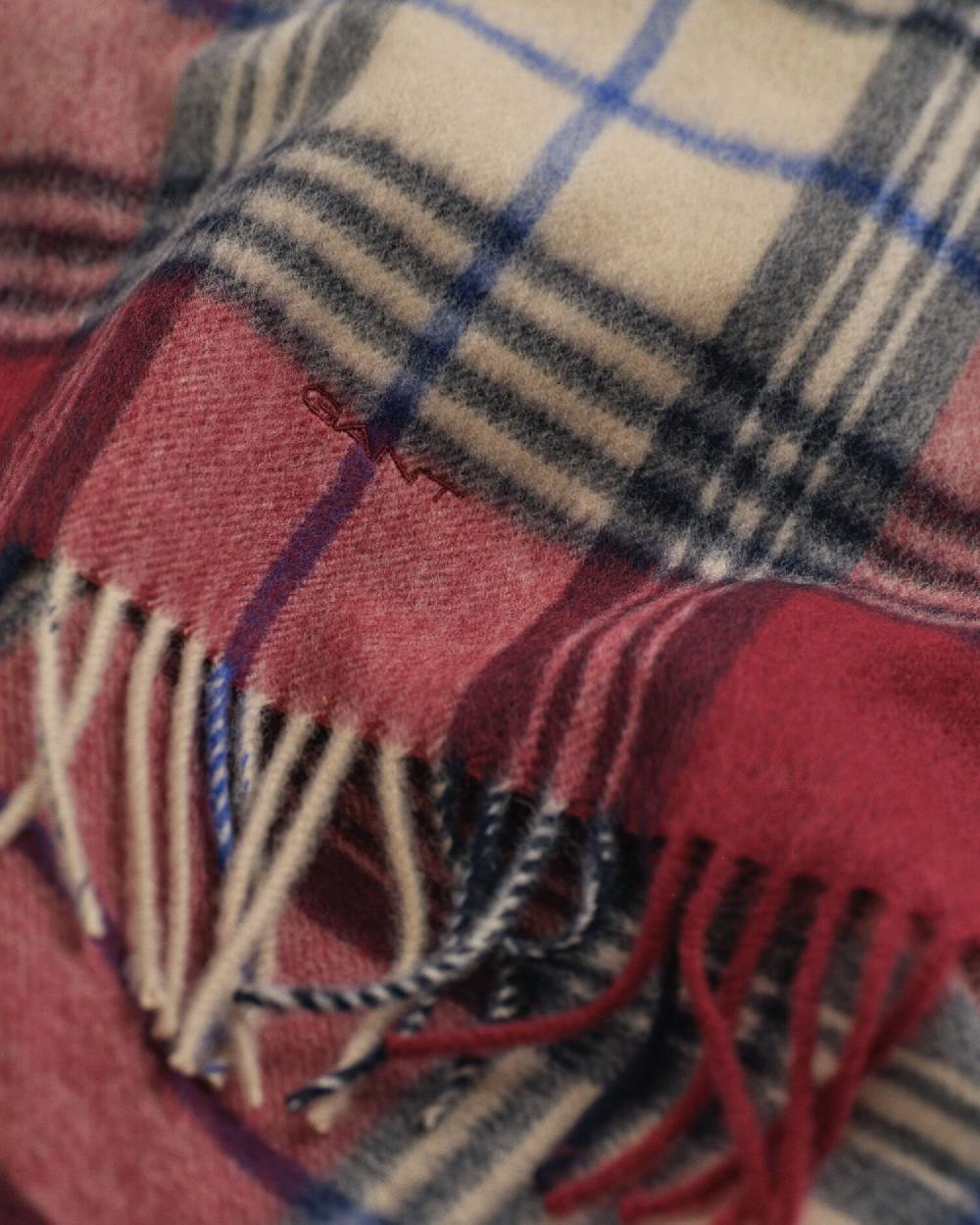Gant Checked Wool Scarf Plumped Red