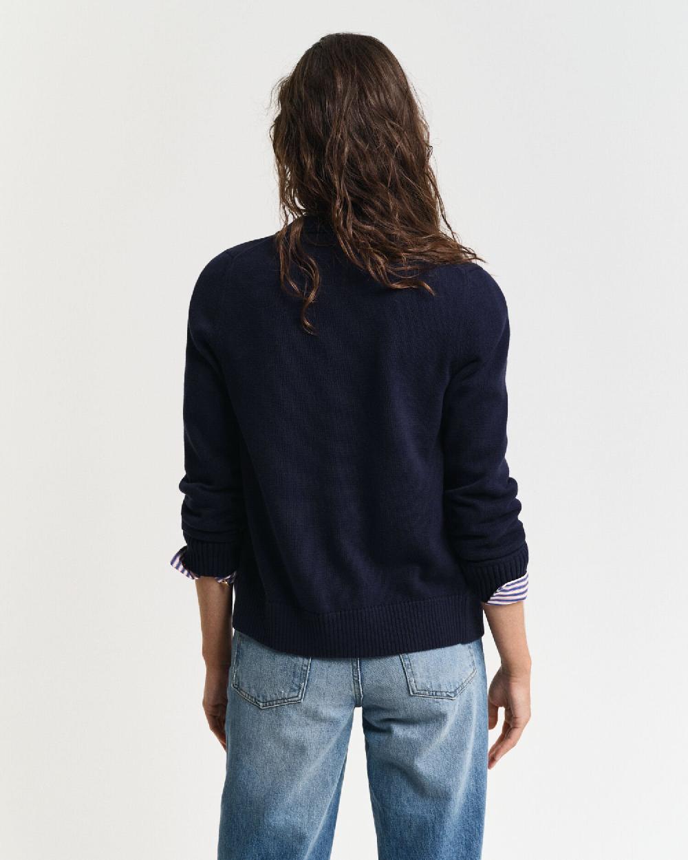 Gant Classic Cotton Cardigan Evening Blue