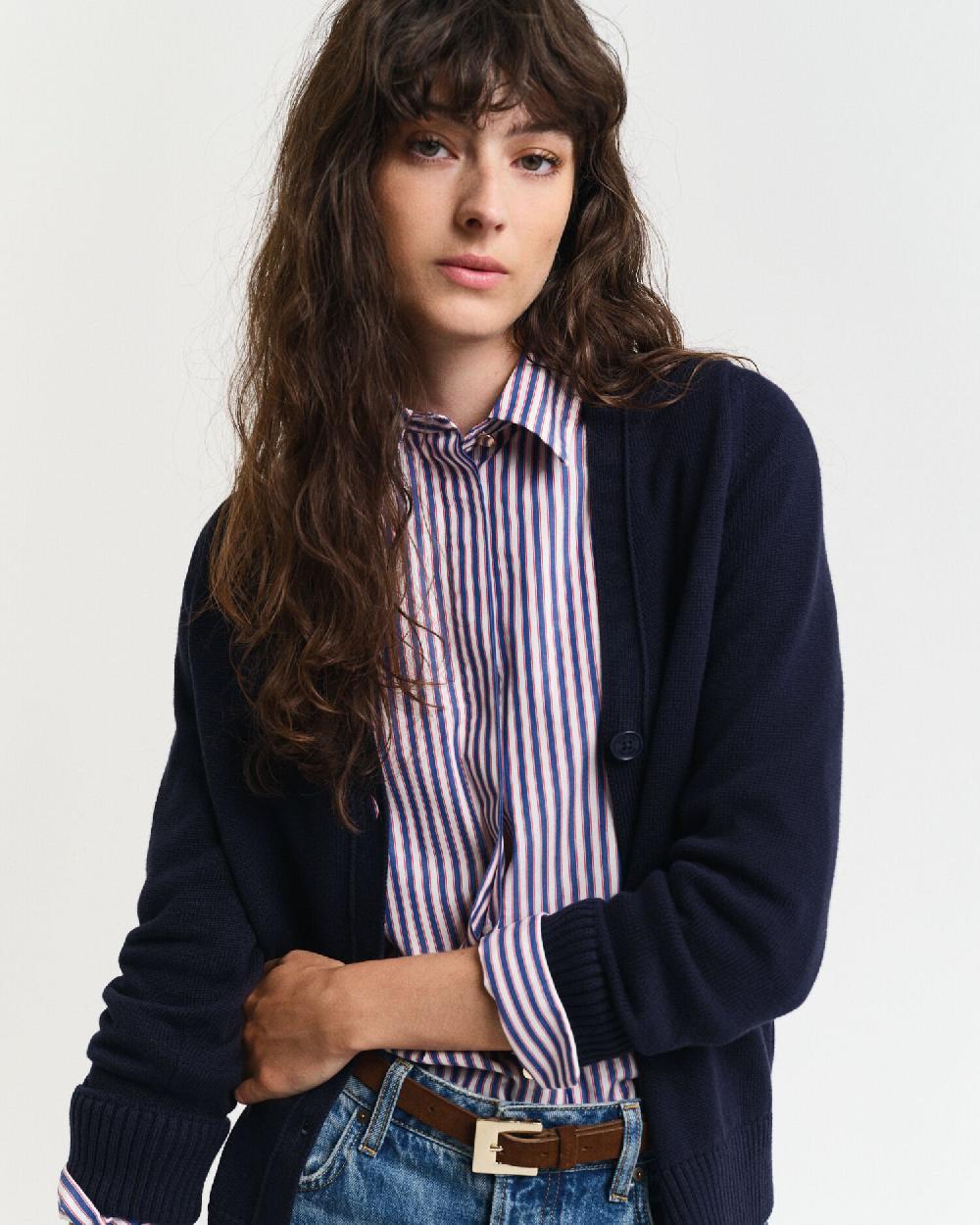Gant Classic Cotton Cardigan Evening Blue
