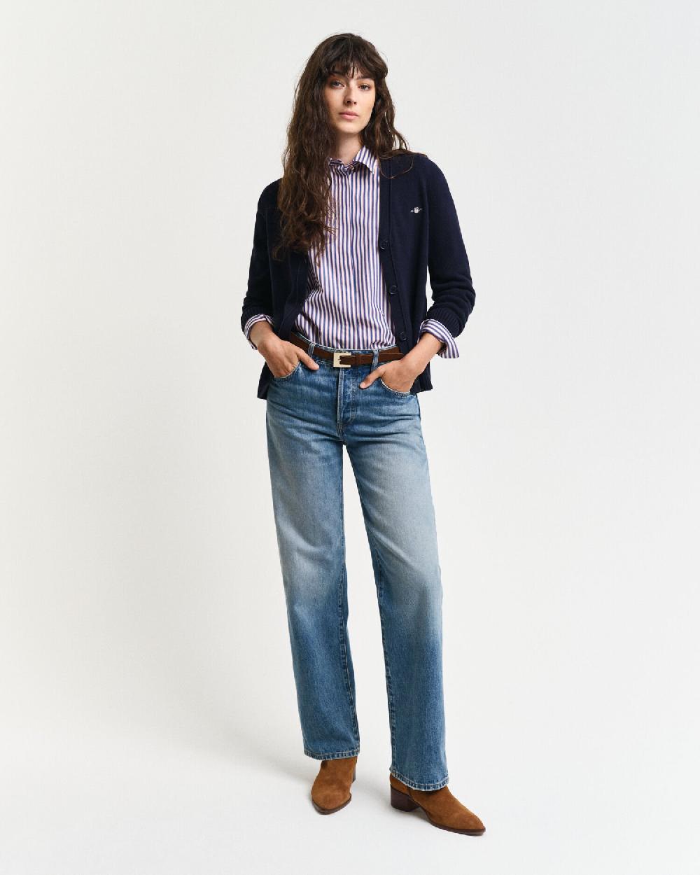 Gant Classic Cotton Cardigan Evening Blue