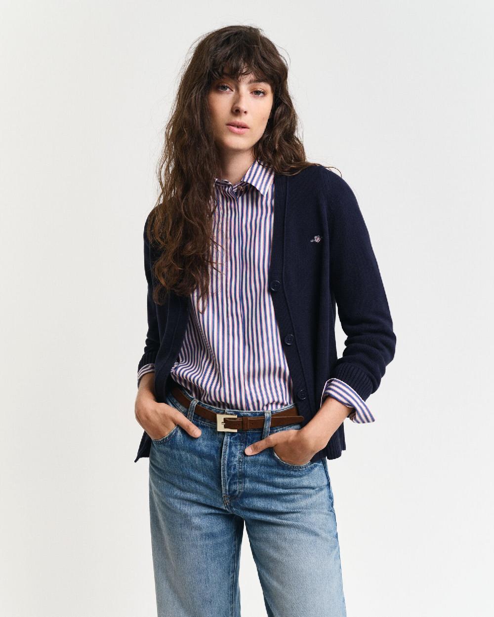 gant Classic Cotton Cardigan evening blue