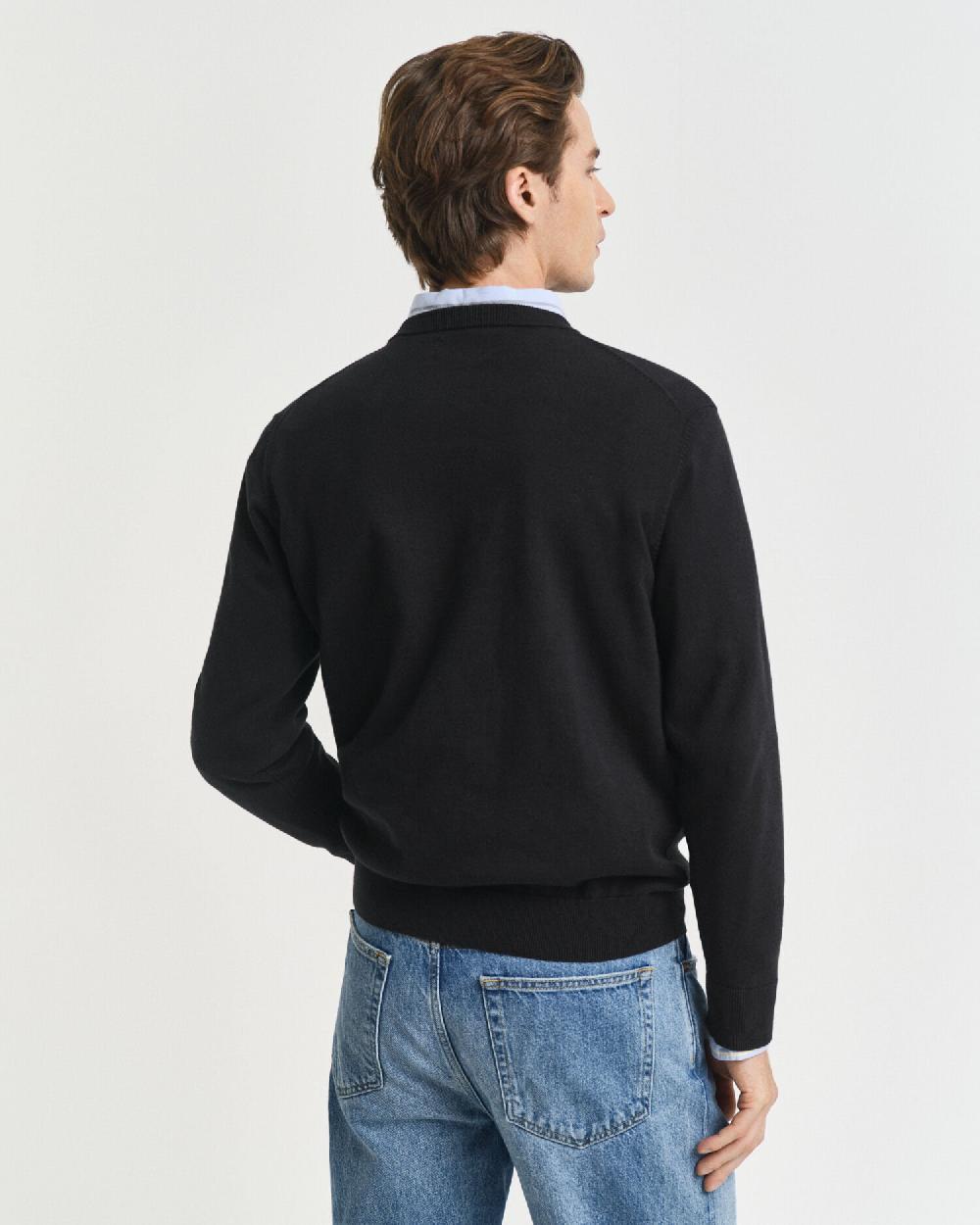 Gant Classic Cotton Crew Neck Sweater Black