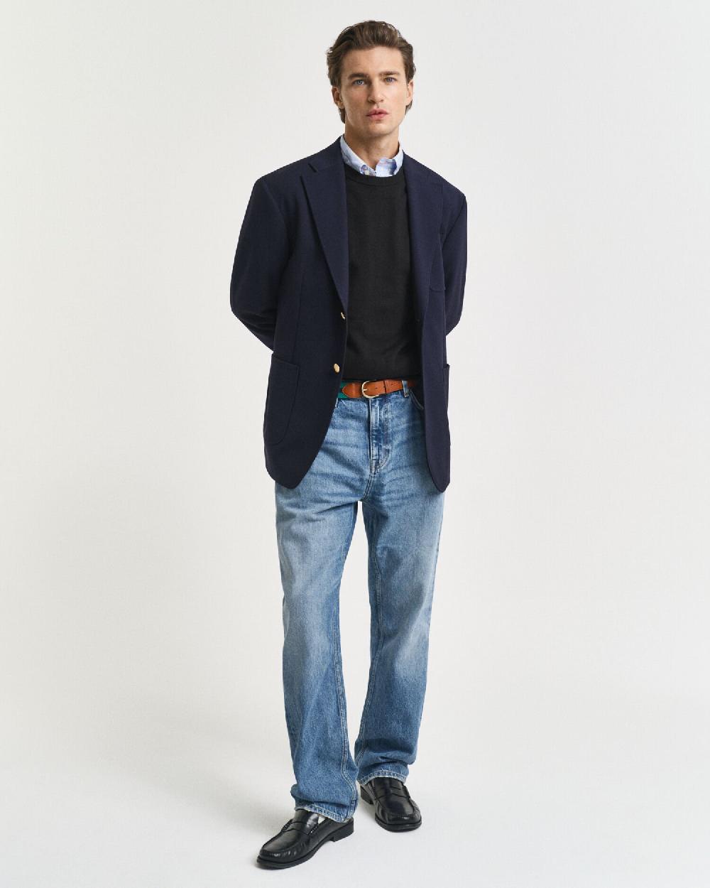 Gant Classic Cotton Crew Neck Sweater Black