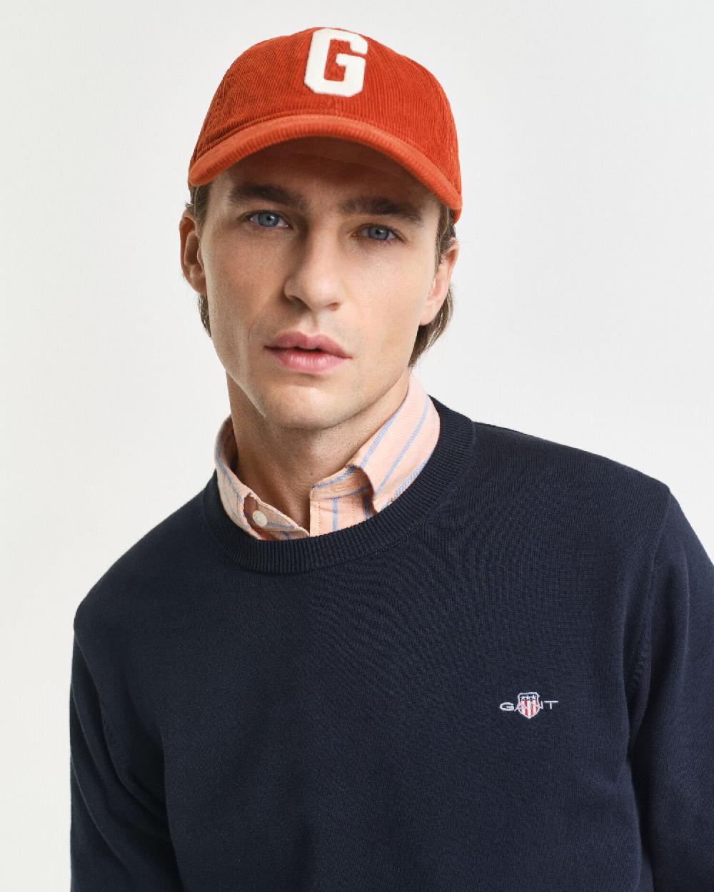 Gant Classic Cotton Crew Neck Sweater Evening Blue