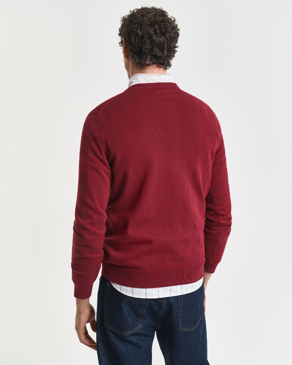 Gant Classic Cotton Crew Neck Sweater Plumped Red