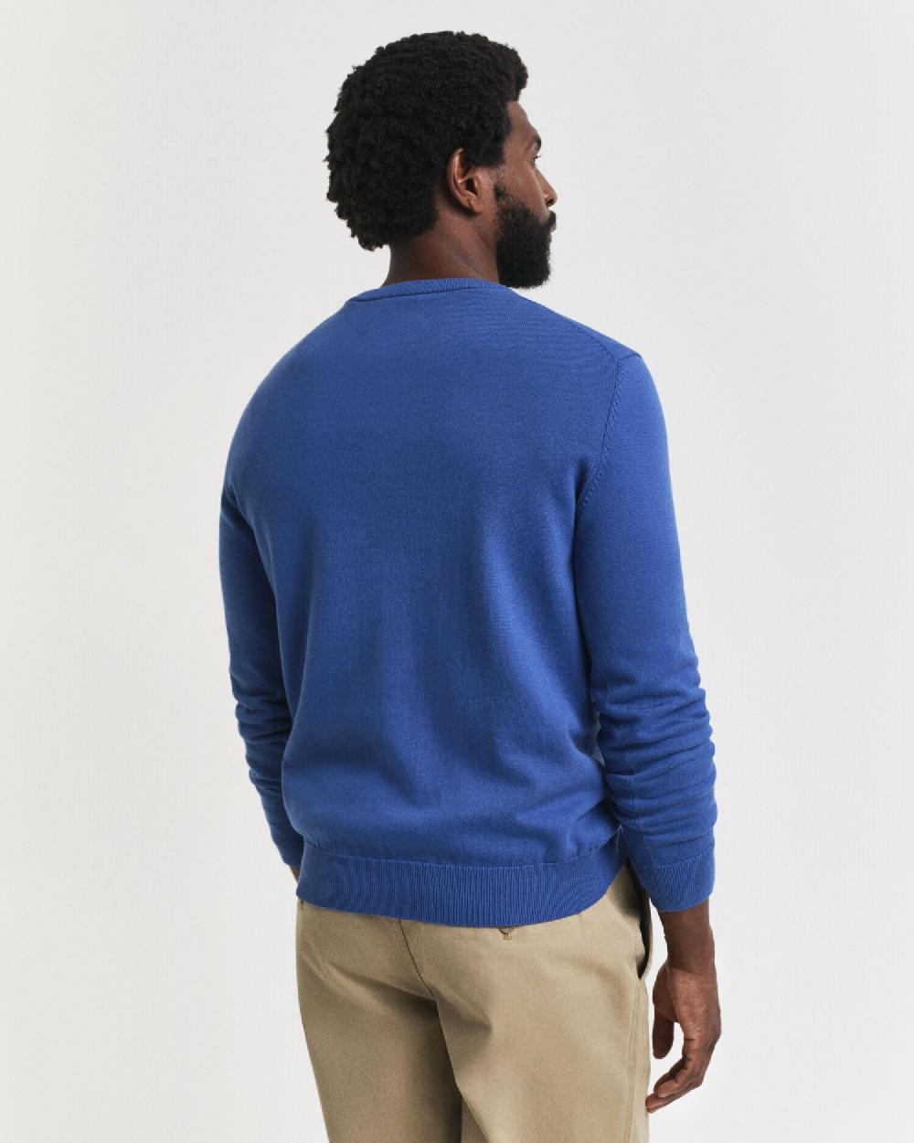 Gant Classic Cotton Crew Neck Sweater Rich Blue