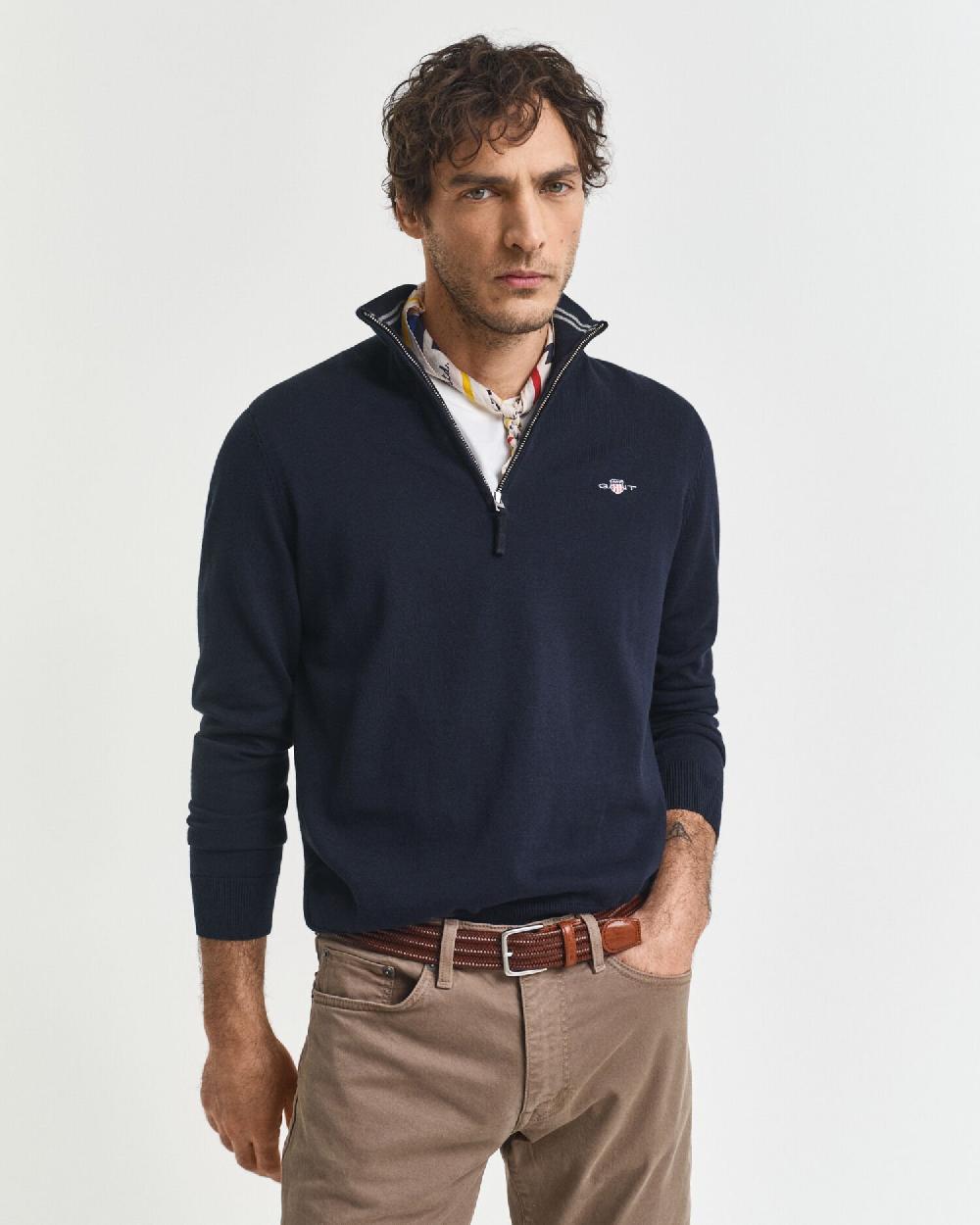 gant Classic Cotton Half-Zip Sweater evening blue