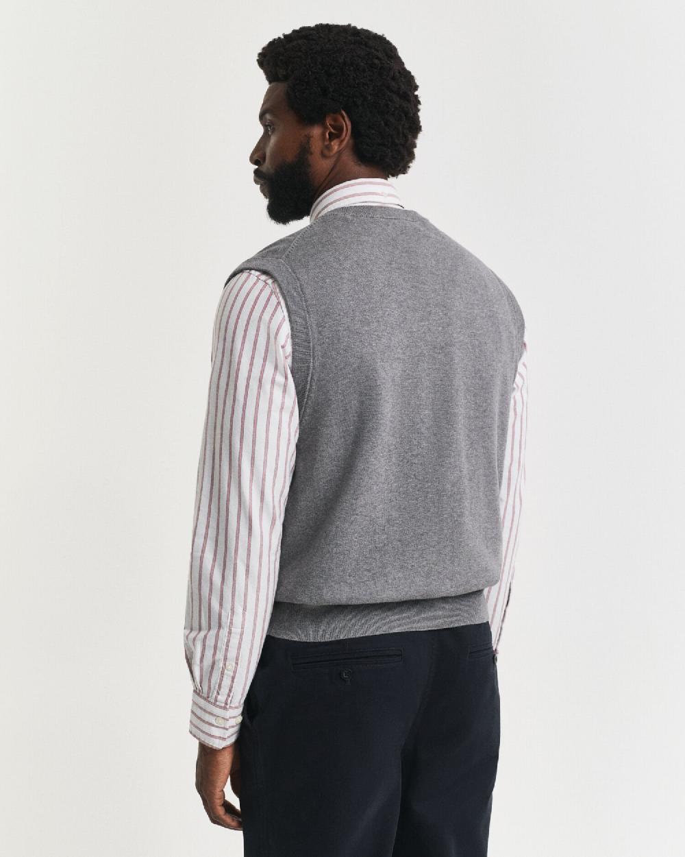 Gant Classic Cotton Vest Dark Grey Melange