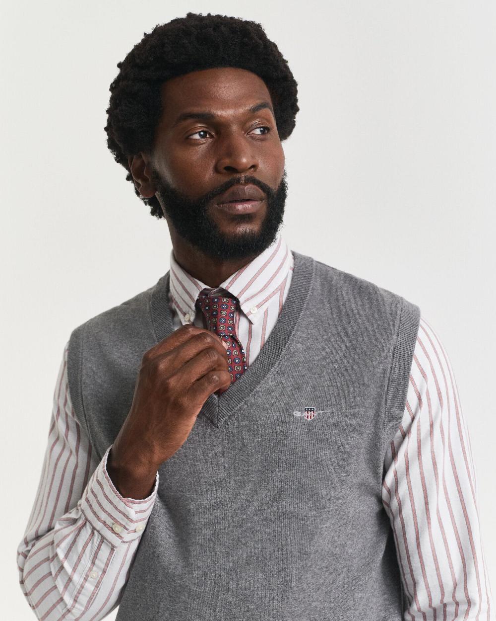 Gant Classic Cotton Vest Dark Grey Melange