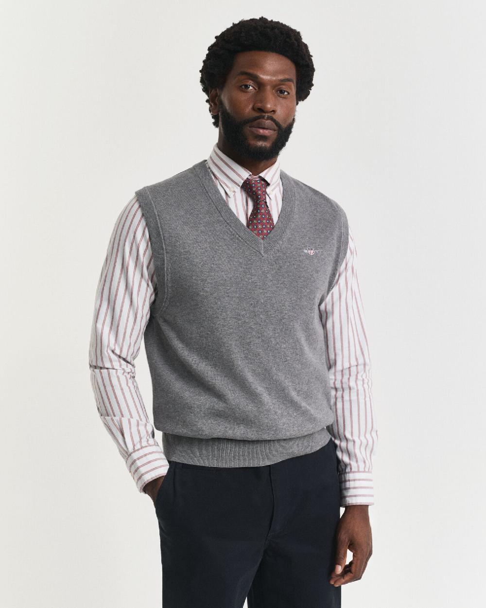 gant Classic Cotton Vest dark grey melange