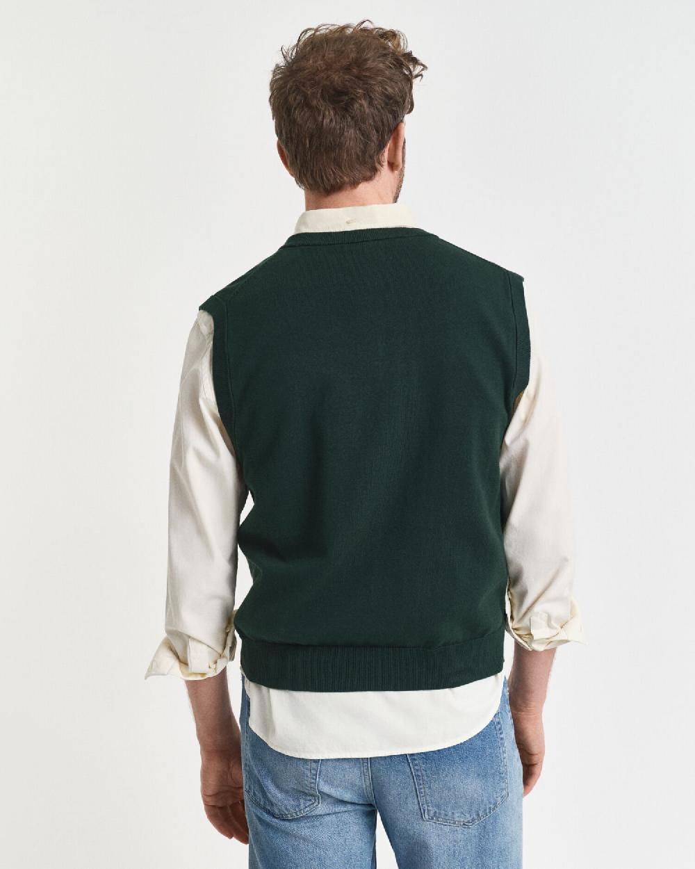 Gant Classic Cotton Vest Tartan Green