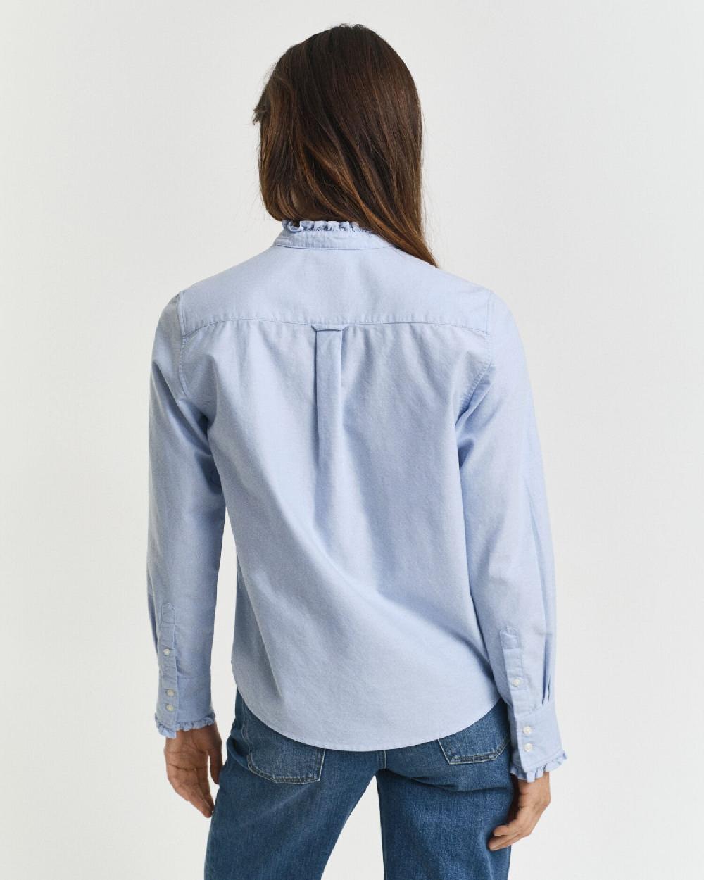Gant Classic Oxford Frill Blouse Light Blue