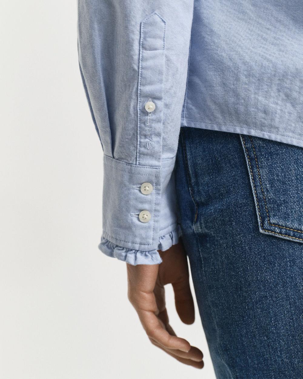 Gant Classic Oxford Frill Blouse Light Blue
