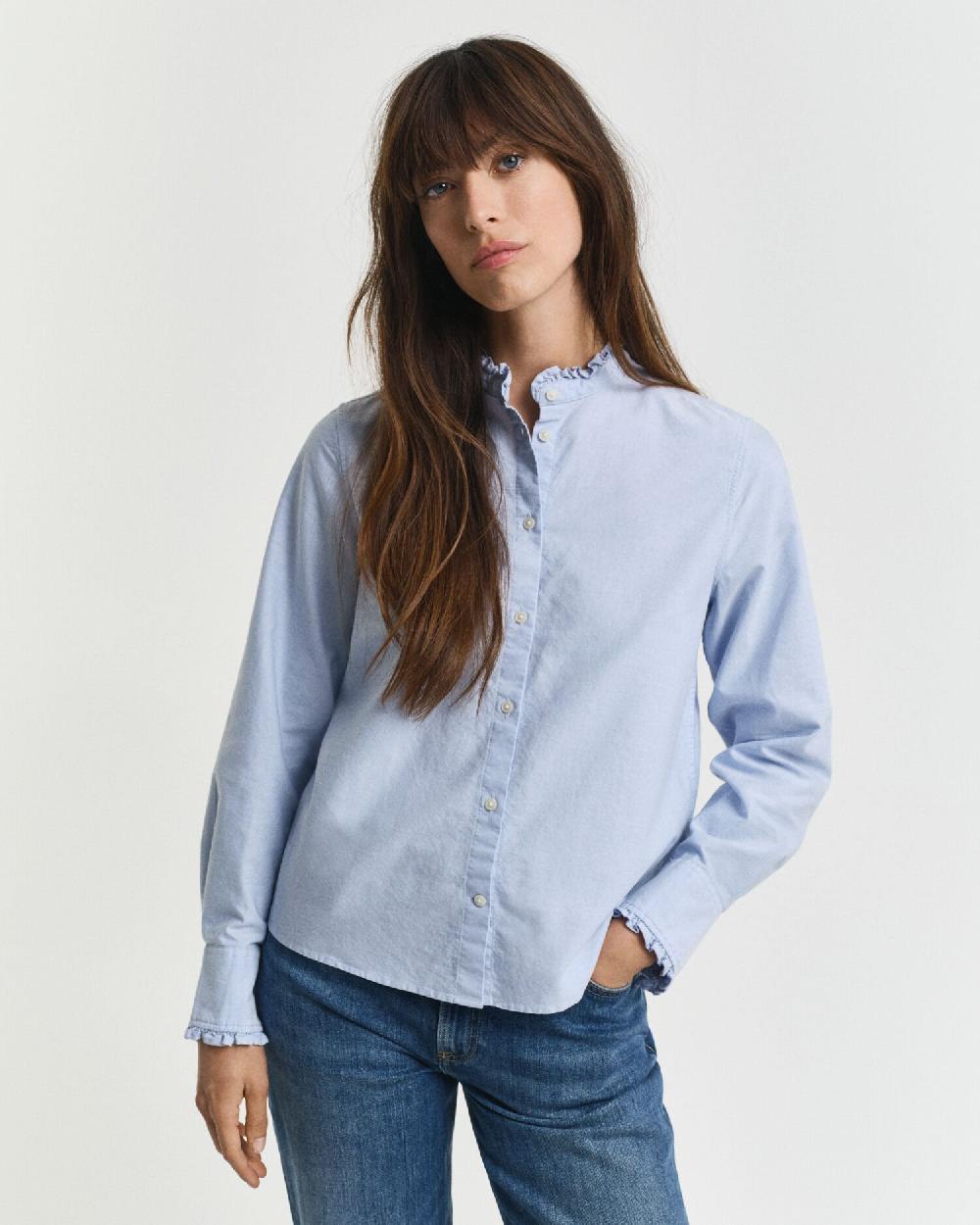 gant Classic Oxford Frill Blouse light blue