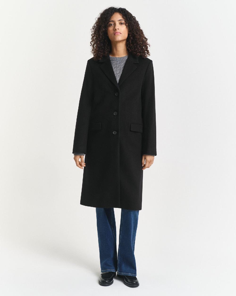 Gant Classic Tailored Wool Blend Coat Black