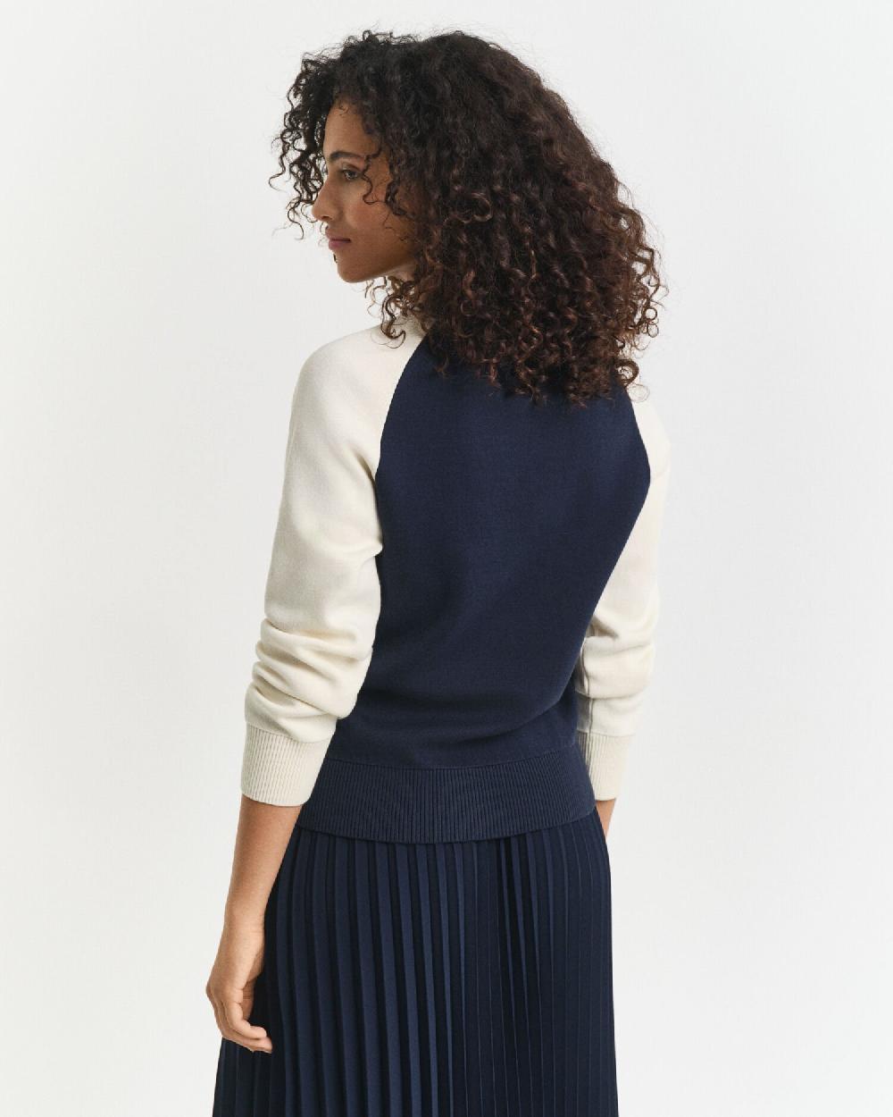 Gant Color Blocked Crew Neck Sweater Evening Blue