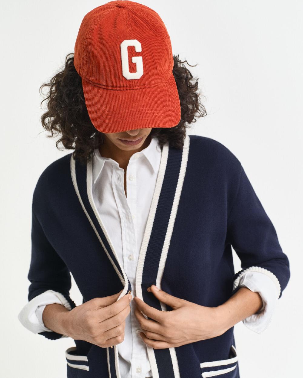 Gant Contrast Knit Cardigan Evening Blue