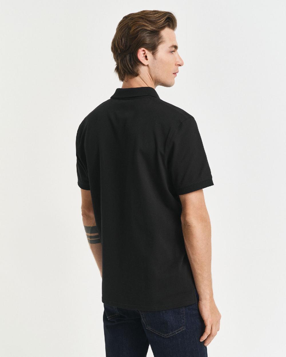 Gant Contrast Piqué Polo Shirt Black