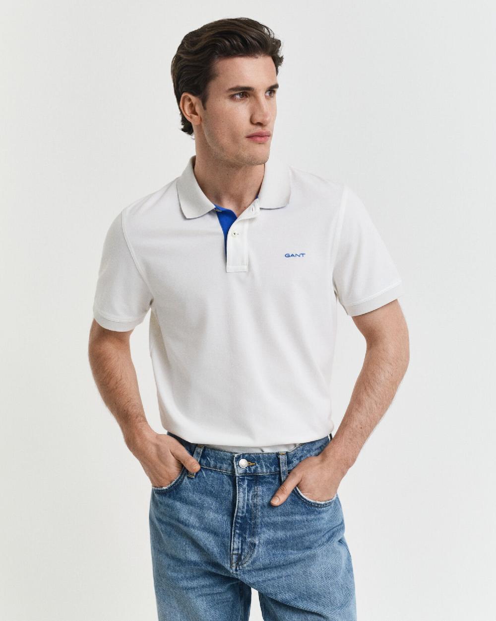 gant Contrast Piqué Polo Shirt eggshell