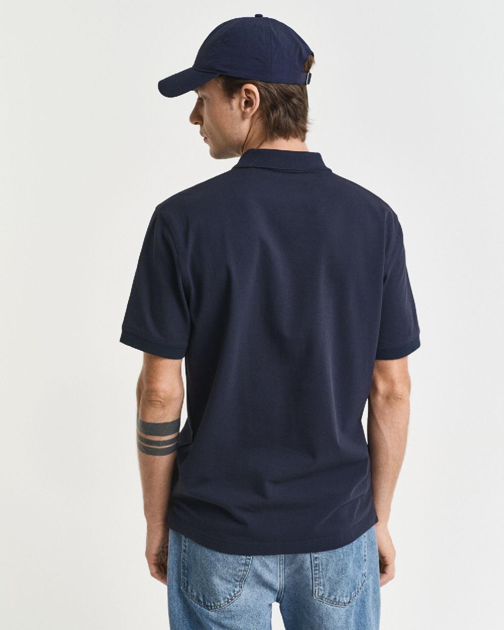 Gant Contrast Piqué Polo Shirt Evening Blue