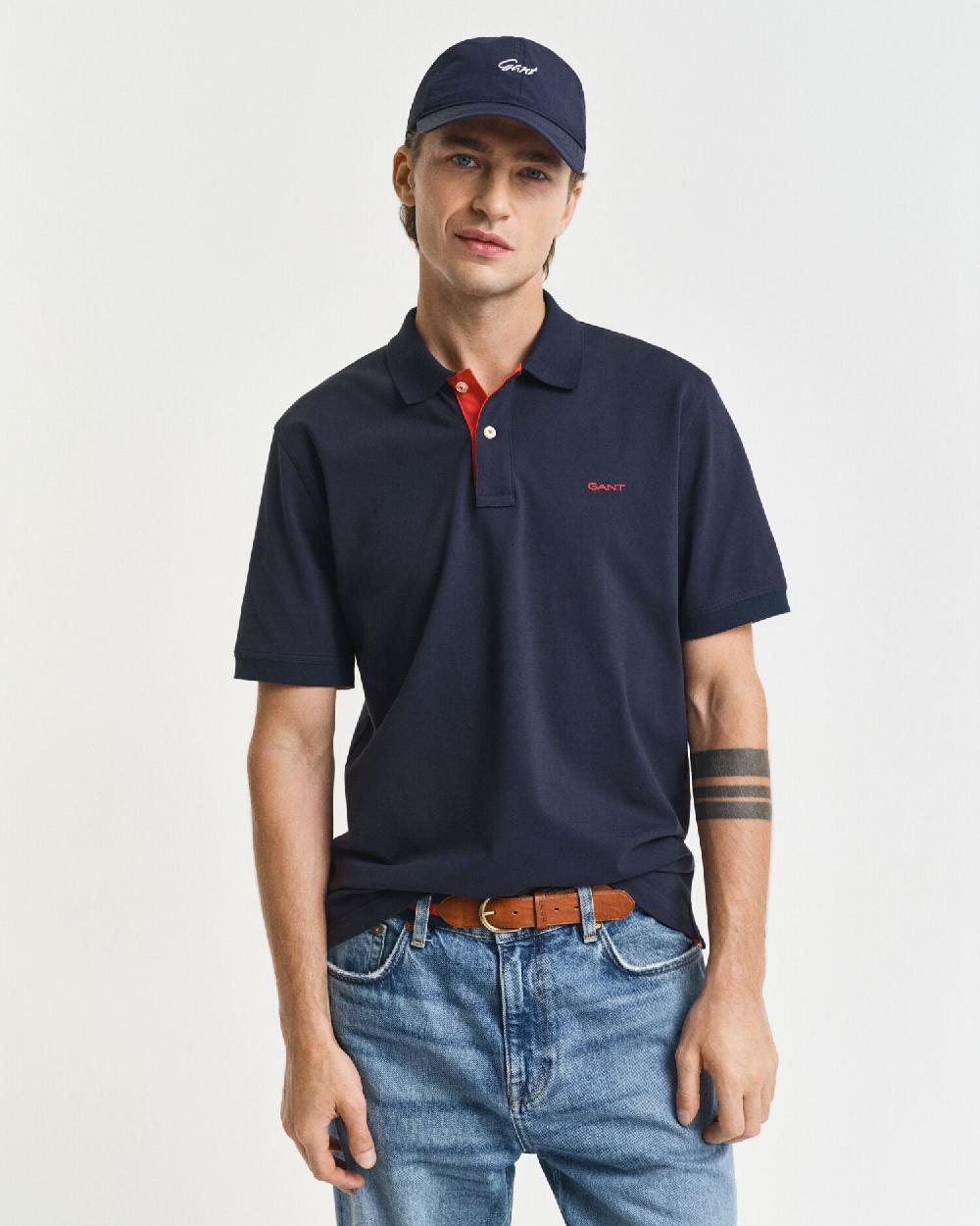gant Contrast Piqué Polo Shirt evening blue