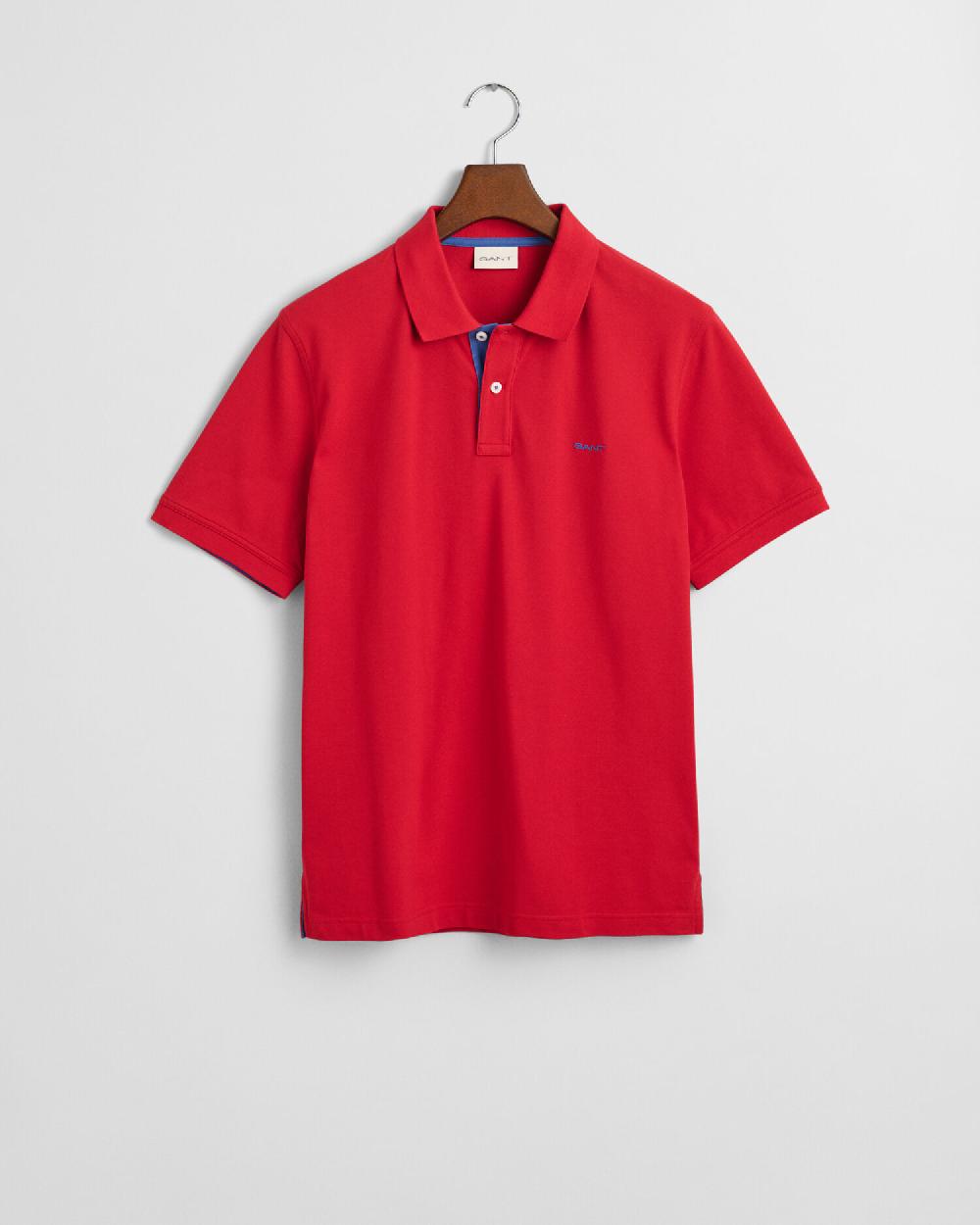gant Contrast Piqué Polo Shirt ruby red