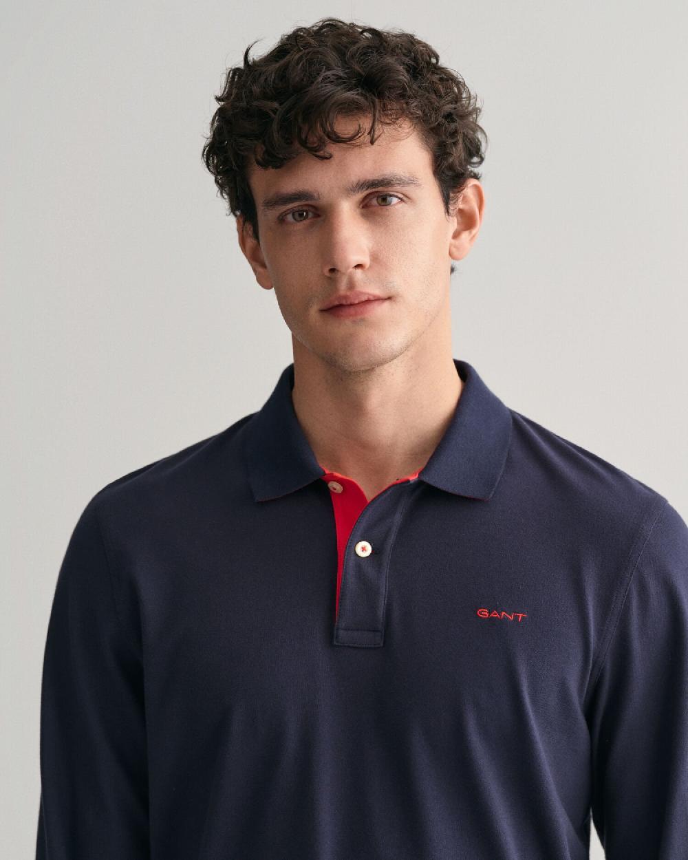 Gant Contrast Piqué Rugger Evening Blue