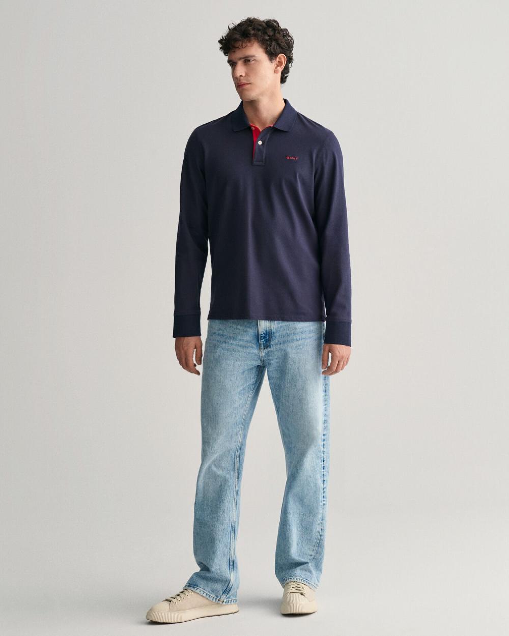 Gant Contrast Piqué Rugger Evening Blue