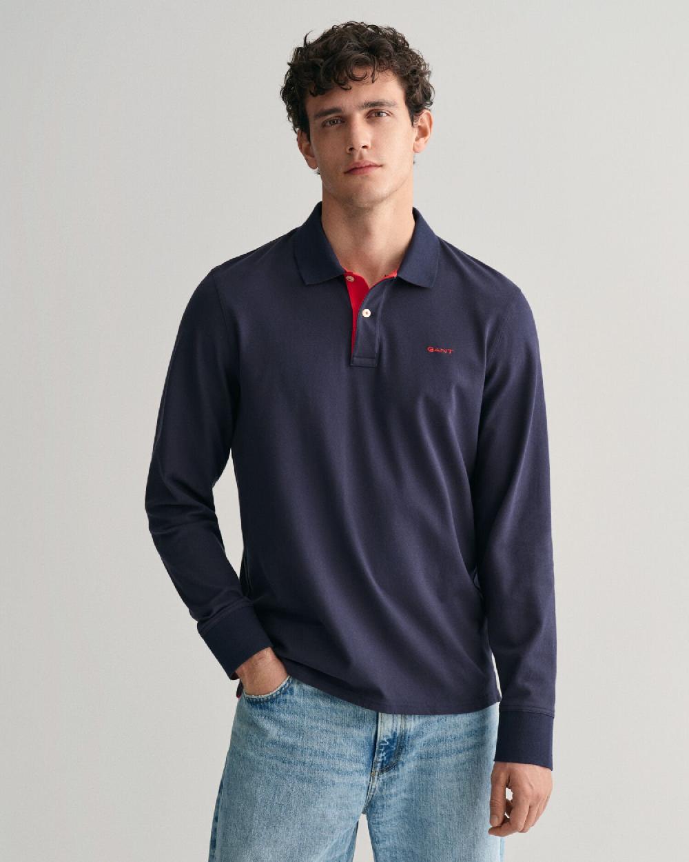 gant Contrast Piqué Rugger evening blue