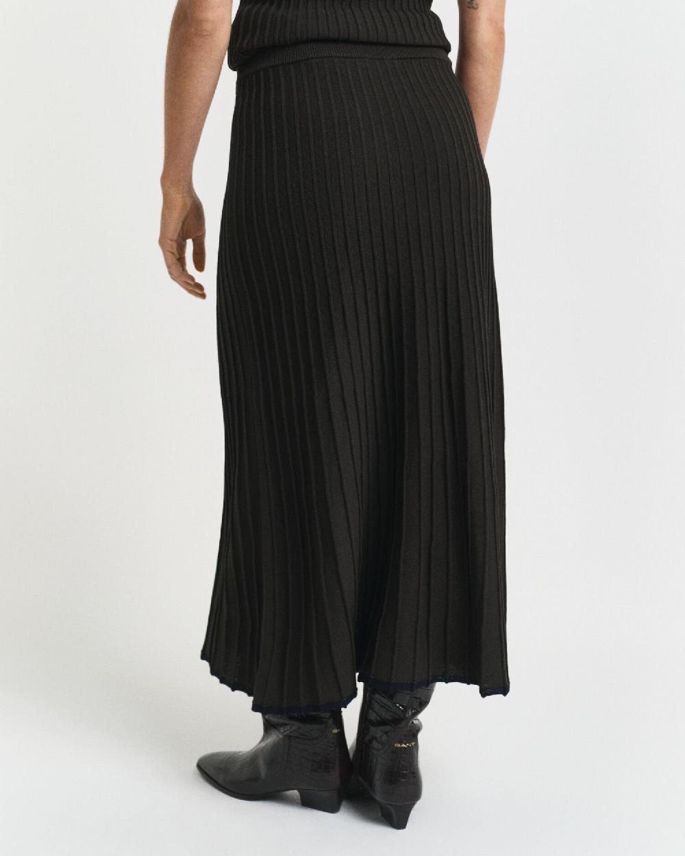 Gant Contrast Ribbed Knit Skirt Dark Moss Green