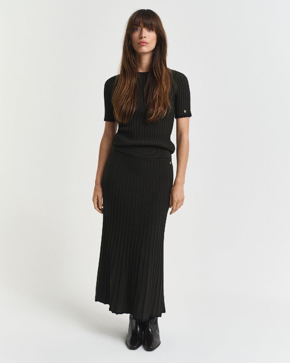 gant Contrast Ribbed Knit Skirt dark moss green