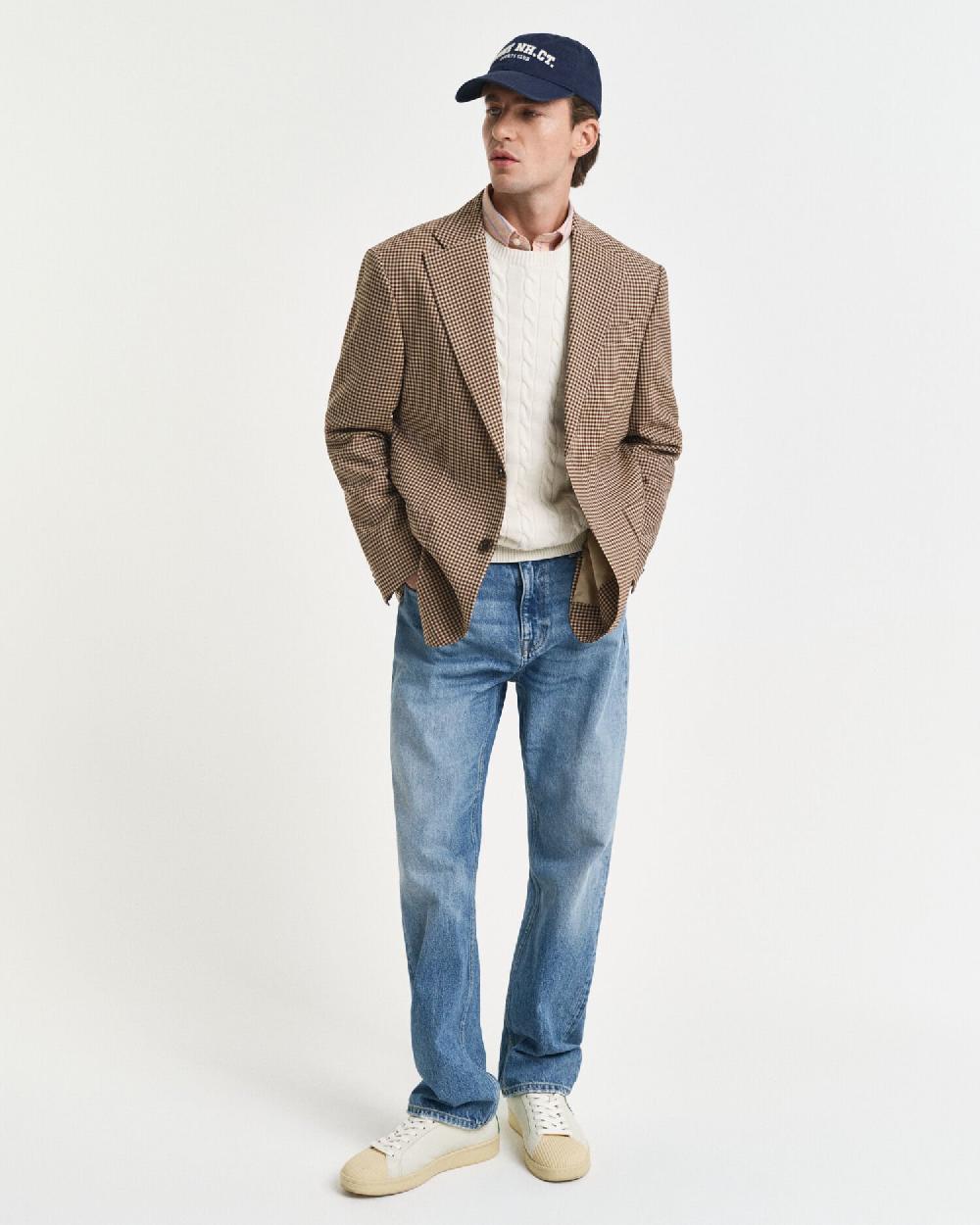 Gant Cotton Cable Knit Crew Neck Sweater Cream