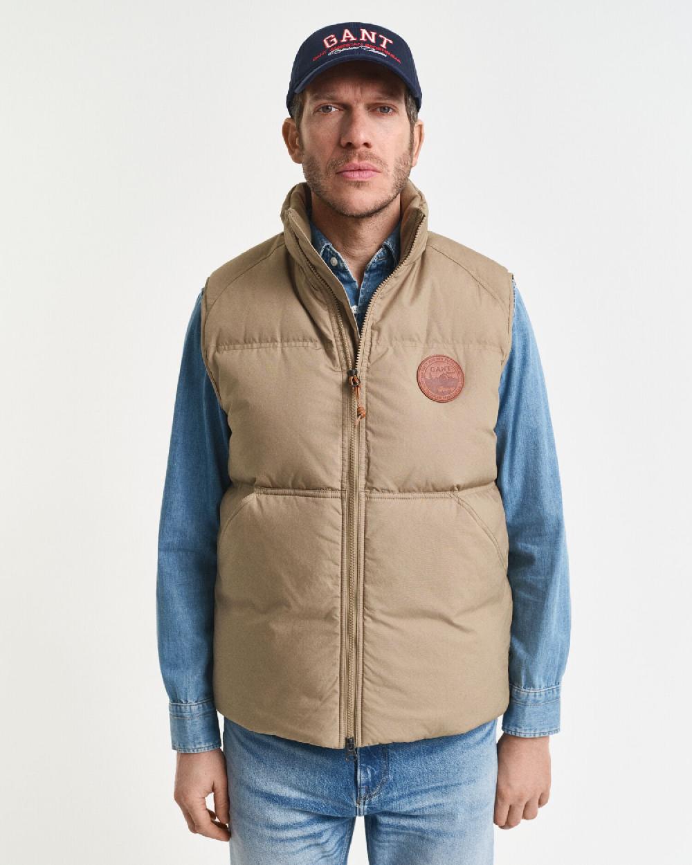 Gant Cotton Mid Down Puffer Vest Light Taupe