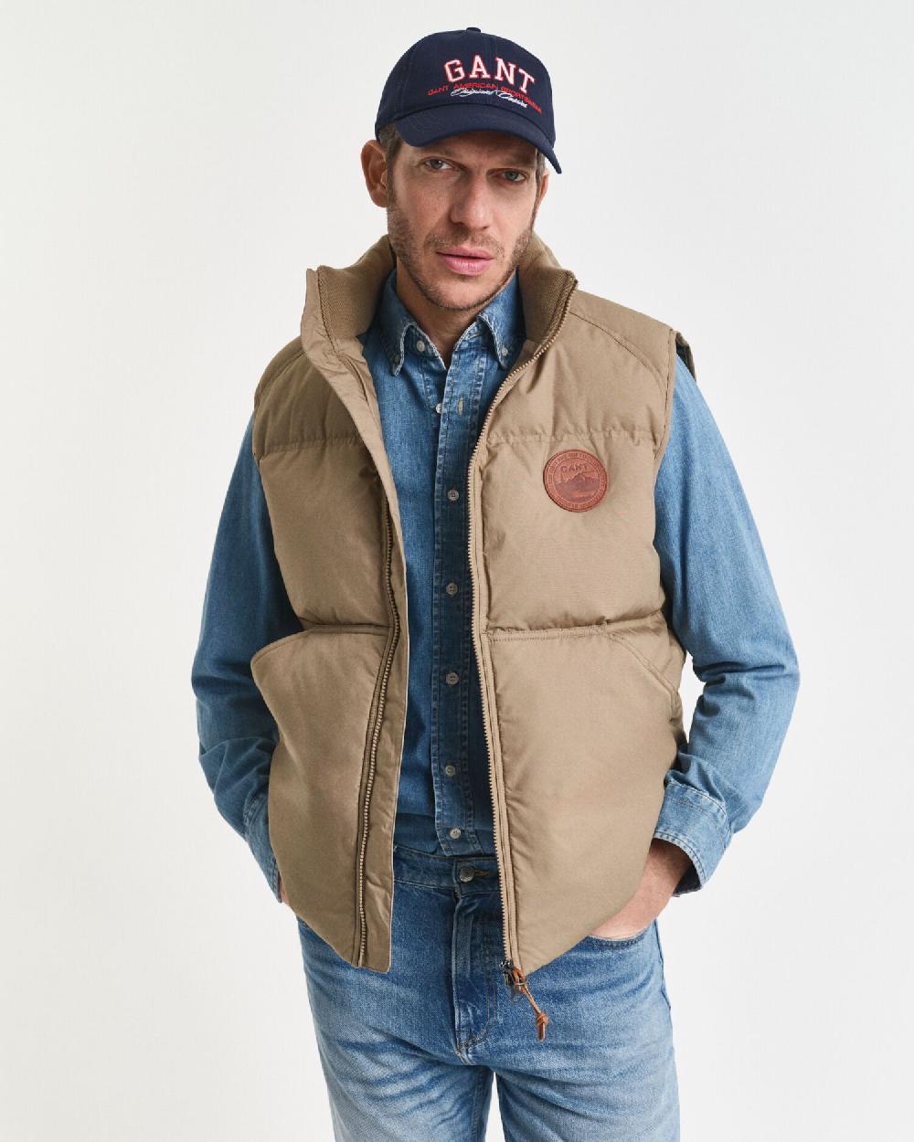 gant Cotton Mid Down Puffer Vest light taupe