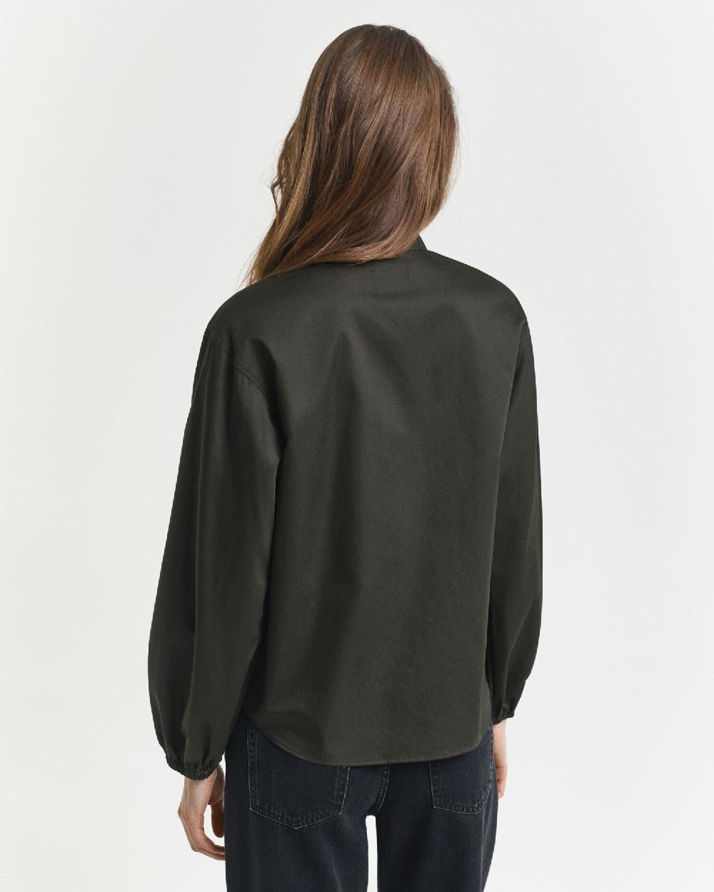 Gant Cotton Satin Blouse Dark Moss Green