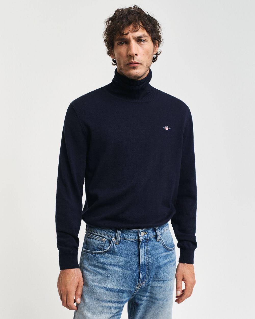 gant Cotton Wool Turtleneck Sweater evening blue
