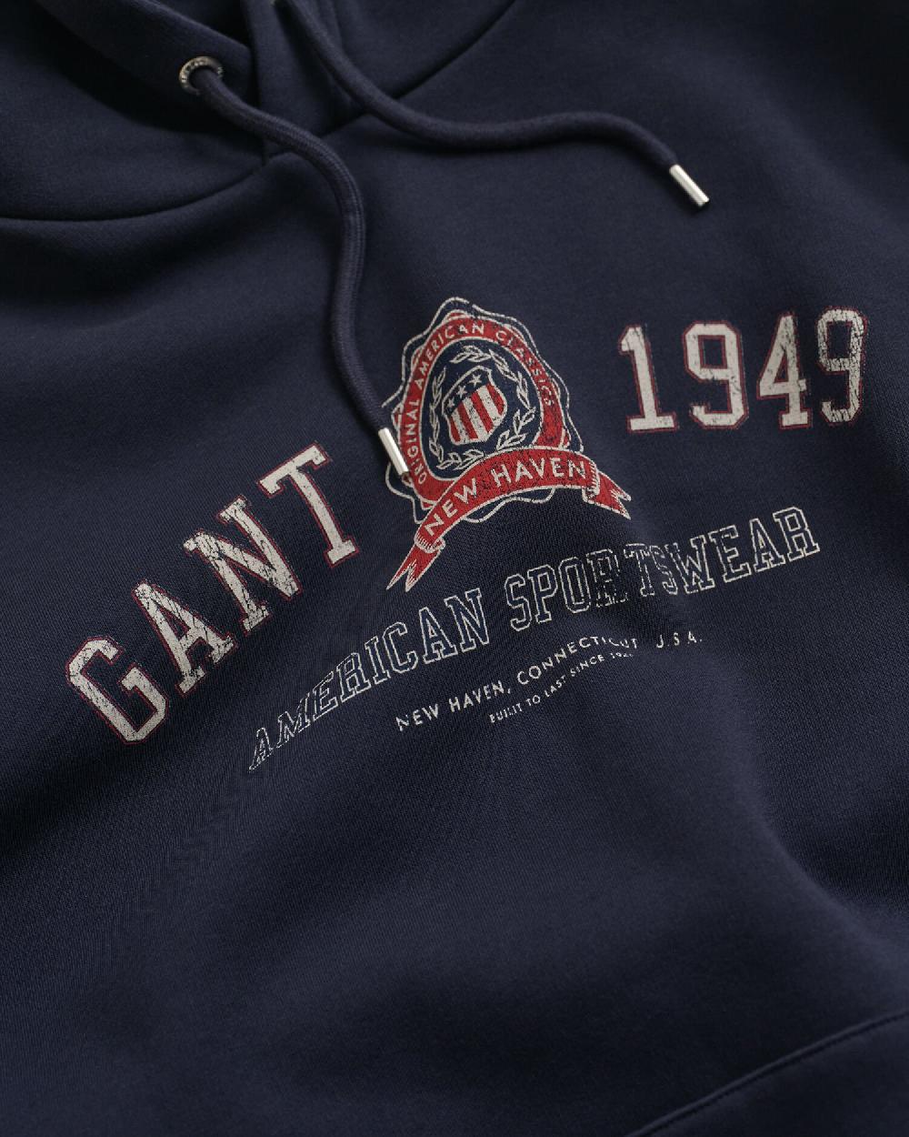 Gant Crest Graphic Hoodie Evening Blue