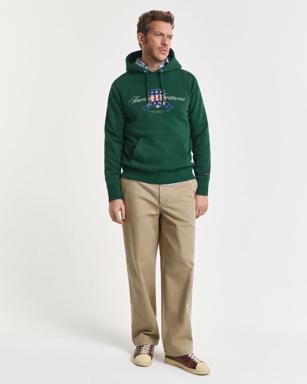 Gant Crest Graphic Hoodie Forest Green