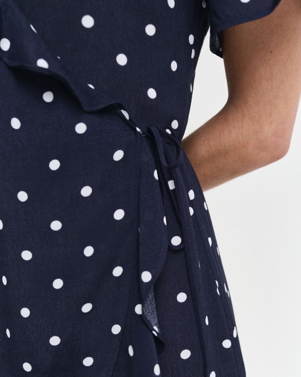 Gant Dot Print Frill Dress Evening Blue