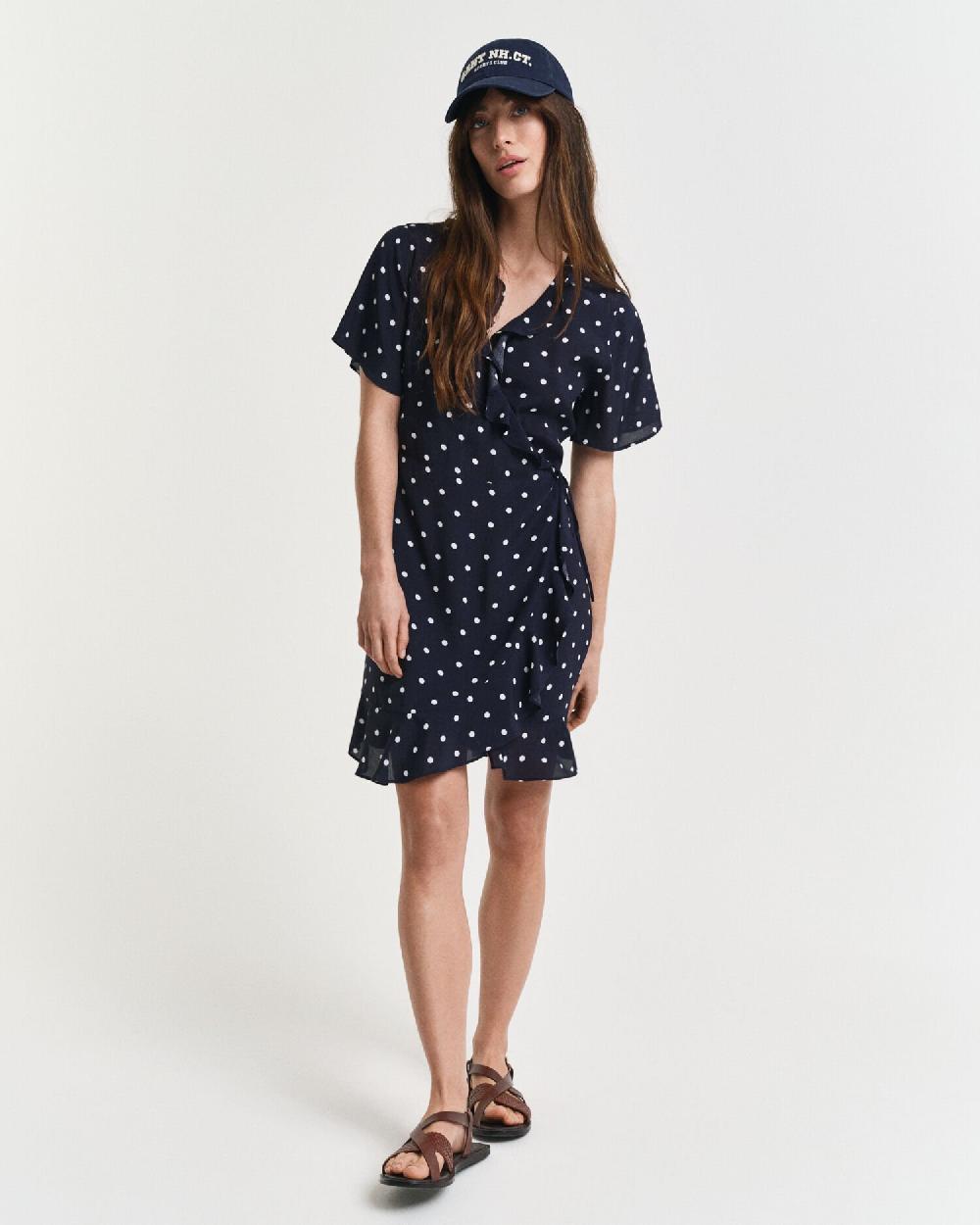 gant Dot Print Frill Dress evening blue