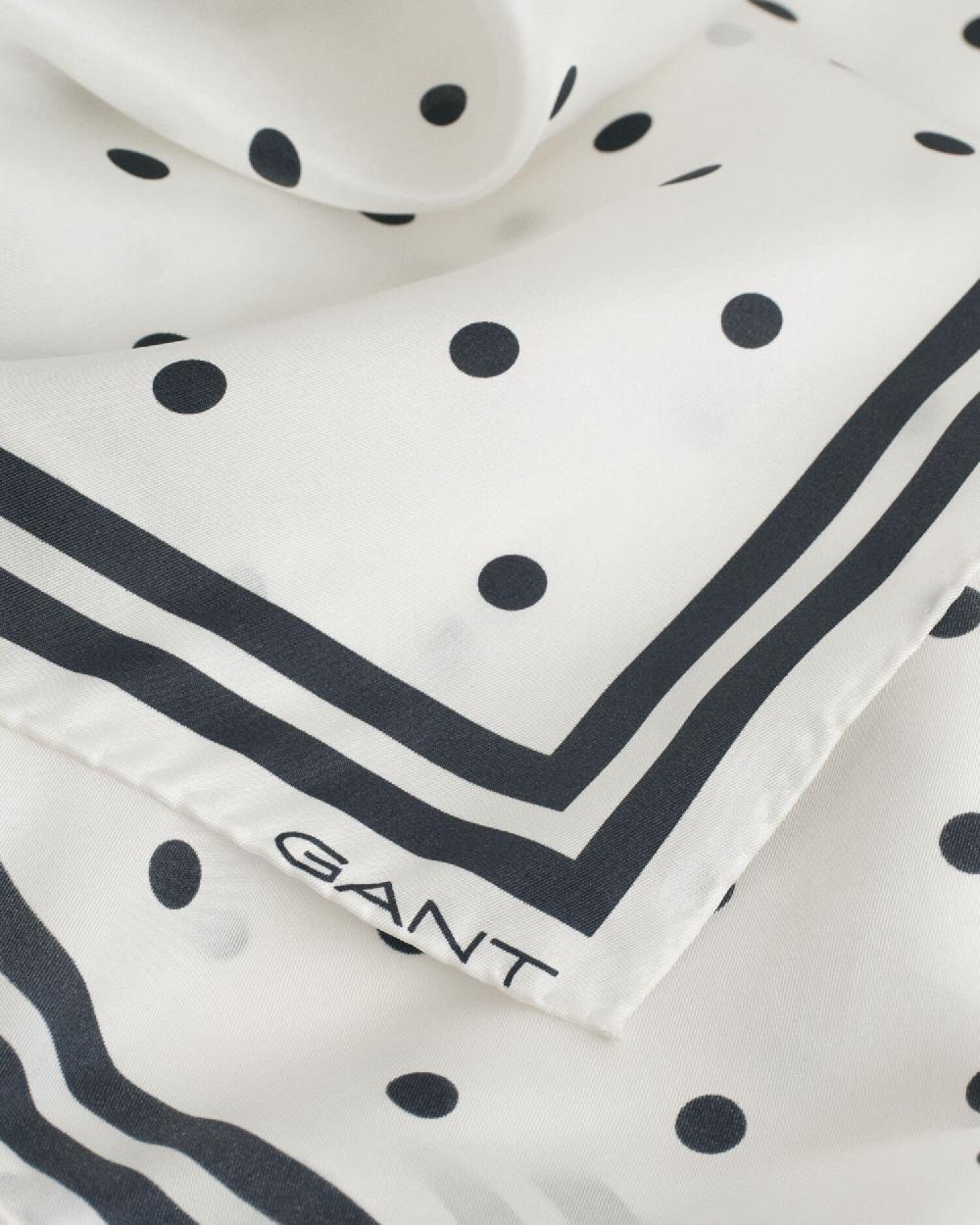 Gant Dot Print Silk Scarf Eggshell