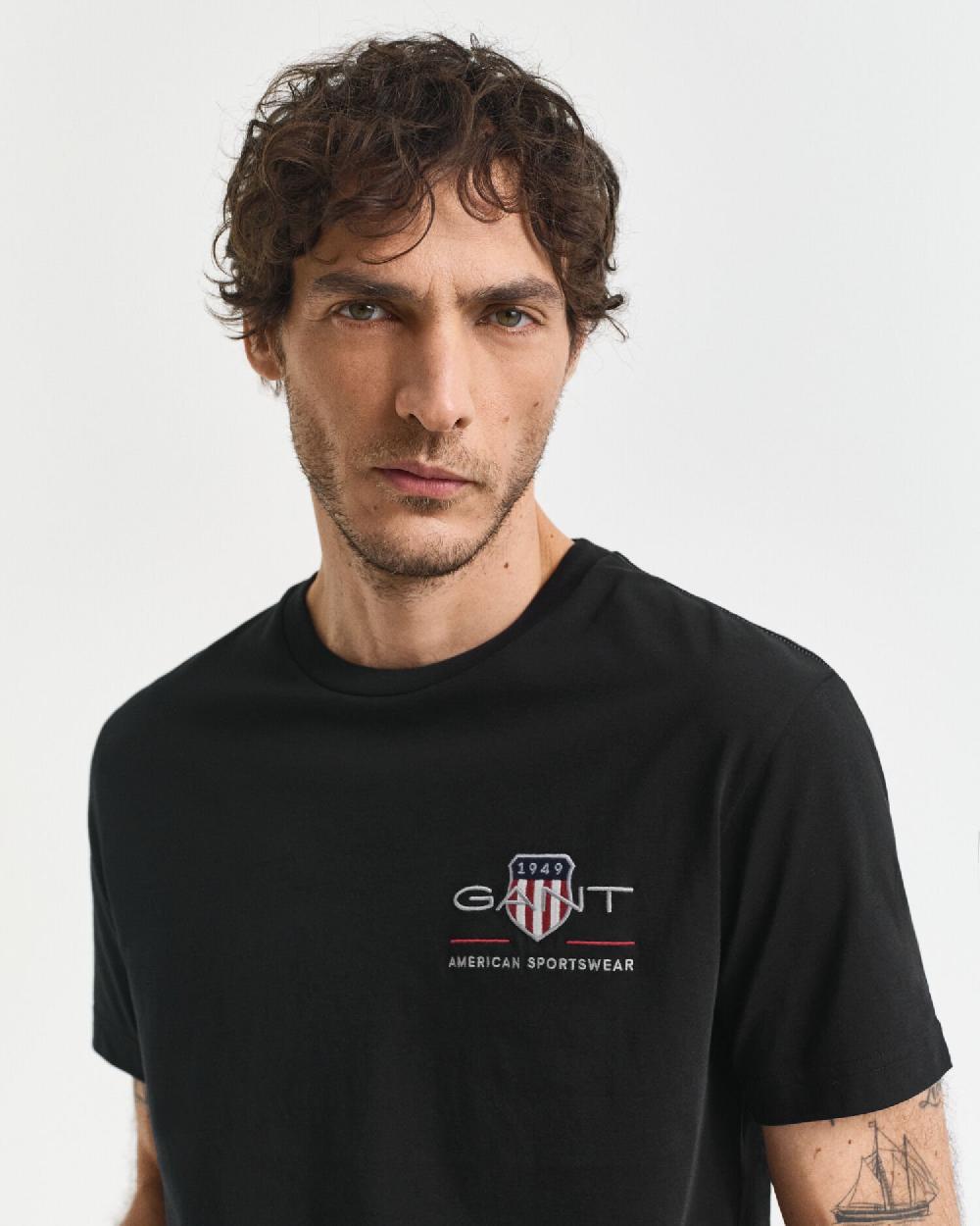 Gant Embroidered Archive Shield T-Shirt Black