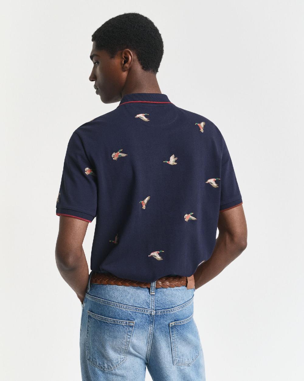Gant Embroidered Polo Shirt Evening Blue
