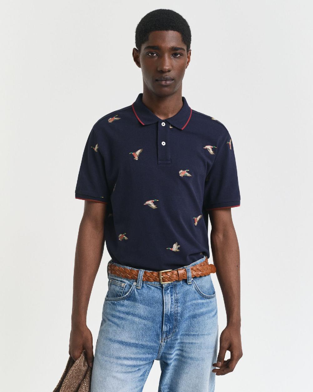 gant Embroidered Polo Shirt evening blue