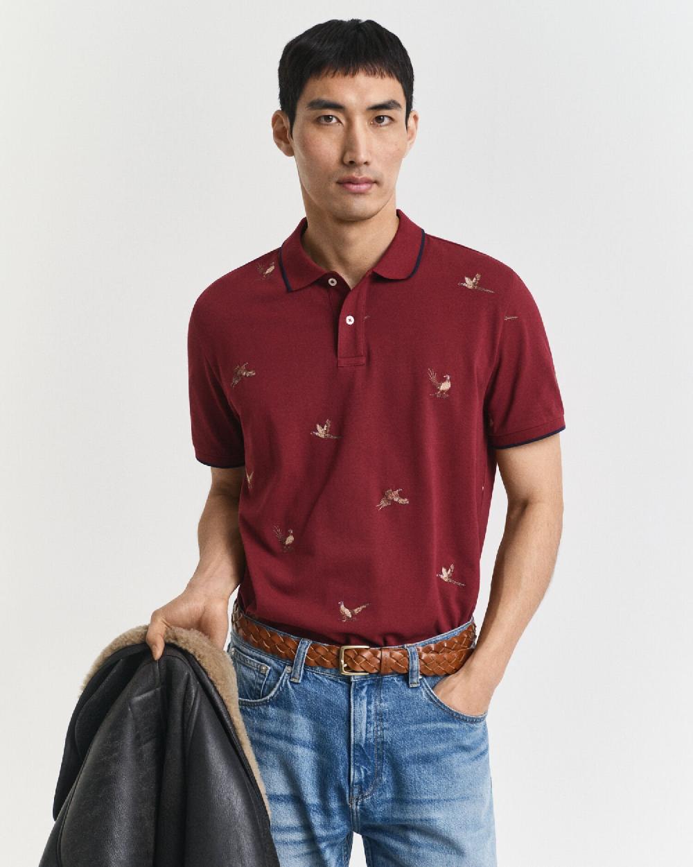 gant Embroidered Polo Shirt plumped red