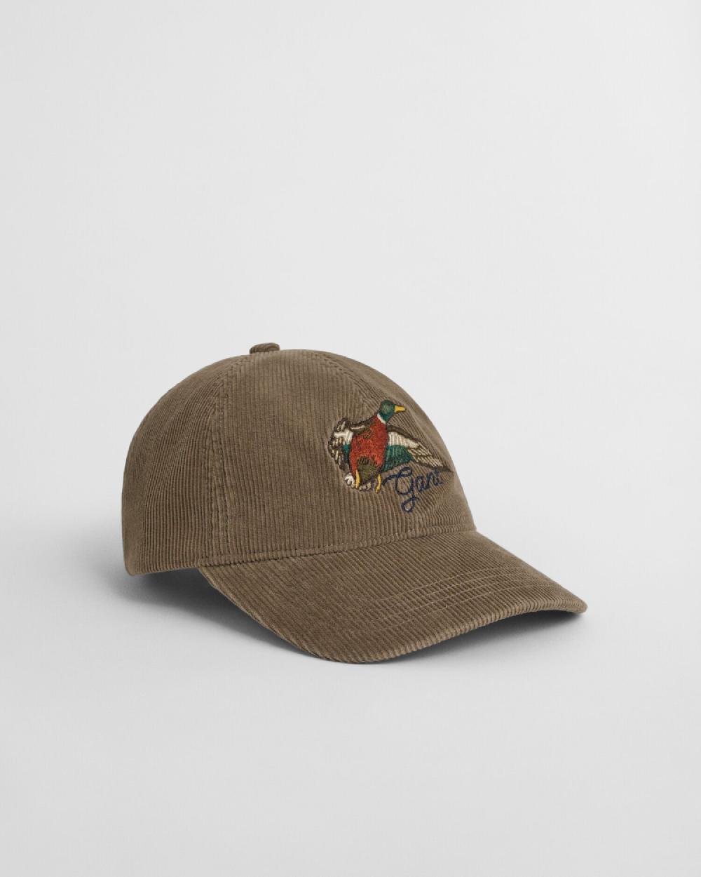 Gant Embroidered Washed Corduroy Cap Taupe Beige