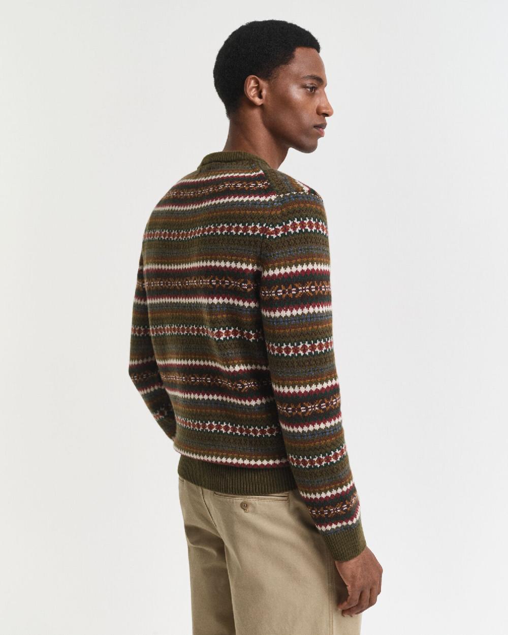 Gant Fair Isle Crew Neck Sweater Country Green